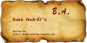 Bakk András névjegykártya